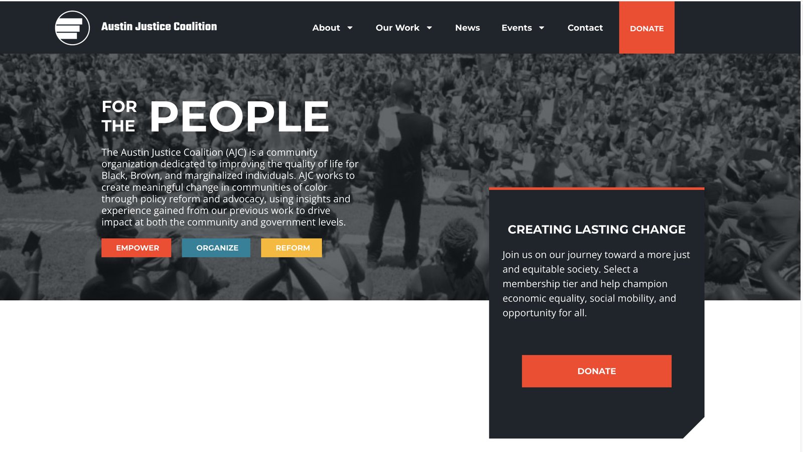 Austin Justice Coalition homepage