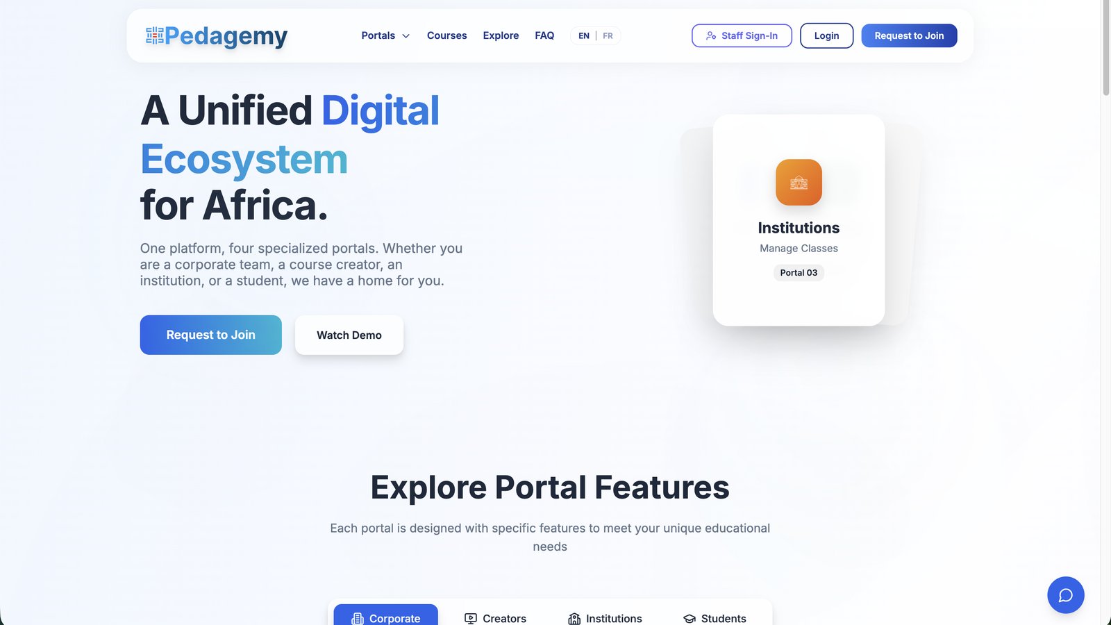 Pedagemy learning management system homepage